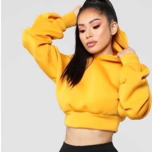 Fashion Nova Cropped Mustard Hoodie